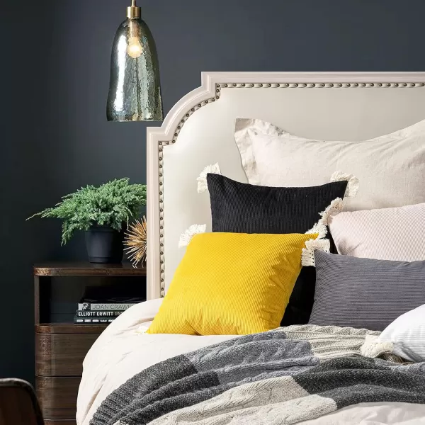 imagePhantoscope Pack of 2 Corduroy Pillow Covers Decorative Striped Velvet Throw Pillows with Cotton Tassels Soft Cushion Covers Pillowcases Off White 18 x 18 InchesSlate Grey