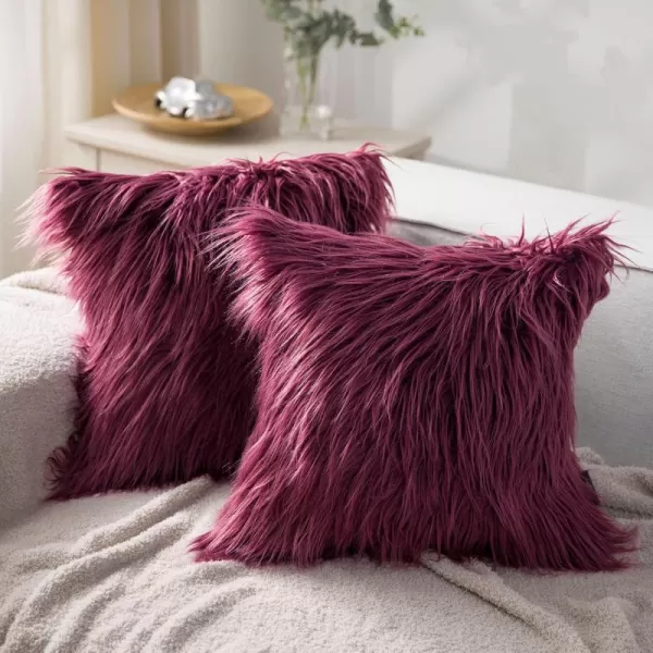 imagePhantoscope Pack of 2 Christmas Faux Fur Throw Pillow Covers Cushion Covers Luxury Soft Decorative Pillowcase Fuzzy Pillow Covers for BedCouch Deep Green 18 x 18 InchesPurple