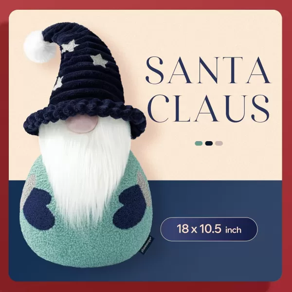imagePhantoscope Merry Christmas Gnome Santa Claus Shaped Throw Pillow Plush Teddy Sherpa Xmas Decorative Shaped Pillow Corduroy Hat with Pompom Start for Couch Living Room Bed Blue 105x18 inchBlue
