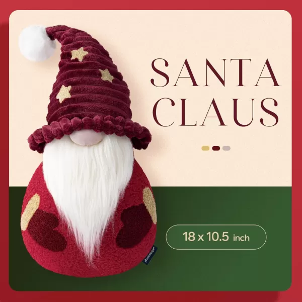 imagePhantoscope Merry Christmas Gnome Santa Claus Shaped Throw Pillow Plush Teddy Sherpa Xmas Decorative Shaped Pillow Corduroy Hat with Pompom Start for Couch Living Room Bed Blue 105x18 inchRed