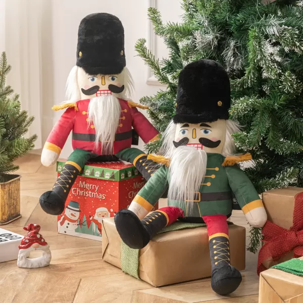 imagePhantoscope Nutcracker Christmas Throw Pillow Handcrafted Velvet Decorations Decor Pillow Family Kids Gift for Indoor Living Room Sofa Couch Green 9 x 24 InchesRed