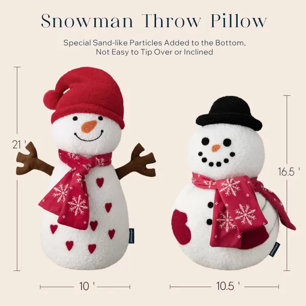 imagePhantoscope Snowman Series Merry Christmas Shaped Throw Pillow Plush Teddy Sherpa Shaped Pillow Xmas Snowman with Scarf ampamp ELF Hat Decorative Pillow for Couch Living Room Bed Red 21 x 10 inchesSnowman