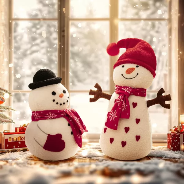 imagePhantoscope Snowman Series Merry Christmas Shaped Throw Pillow Plush Teddy Sherpa Shaped Pillow Xmas Snowman with Scarf ampamp ELF Hat Decorative Pillow for Couch Living Room Bed Red 21 x 10 inchesSnowman Girl