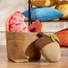 imagePhantoscope Fruit Shaped Pillows Series Happy Easter Carrot Shaped Pillow Fun Home Decor of Fruit Themed Cushion Corduroy Carrot with Leaves Decorative Pillow for Couch Bed Orange 22 x 10 inchesAcorn Brown