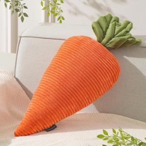 imagePhantoscope Fruit Shaped Pillows Series Happy Easter Carrot Shaped Pillow Fun Home Decor of Fruit Themed Cushion Corduroy Carrot with Leaves Decorative Pillow for Couch Bed Orange 22 x 10 inchesCarrot Orange