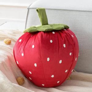 imagePhantoscope Fruit Shaped Pillows Series Happy Easter Carrot Shaped Pillow Fun Home Decor of Fruit Themed Cushion Corduroy Carrot with Leaves Decorative Pillow for Couch Bed Orange 22 x 10 inchesStrawberry Red