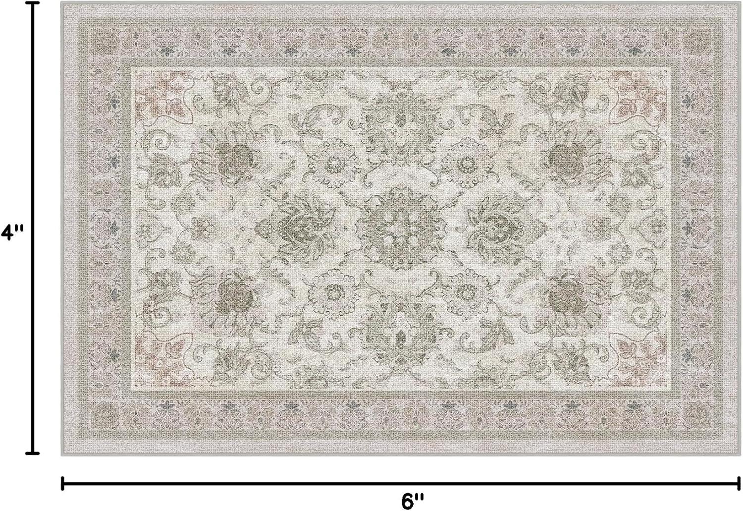 imagePhantoscope Vintage Collection Area Rug 6x9  Washable Rug Boho Rugs NonSlip for Living Room Bedroom Dining Room Dorm Indoor LowPile Carpet Distressed Accent Rug BlueWhiteBeigeNeutral