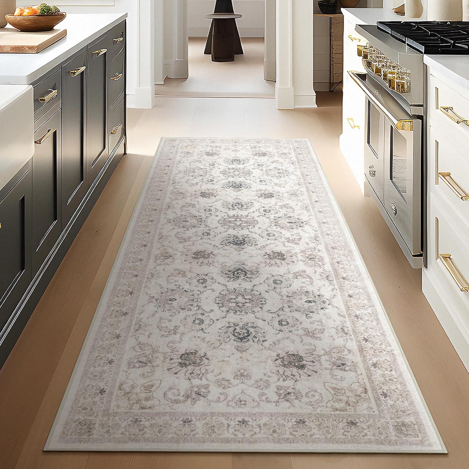imagePhantoscope Vintage Collection Area Rug 6x9  Washable Rug Boho Rugs NonSlip for Living Room Bedroom Dining Room Dorm Indoor LowPile Carpet Distressed Accent Rug BlueWhiteBeigeNeutral