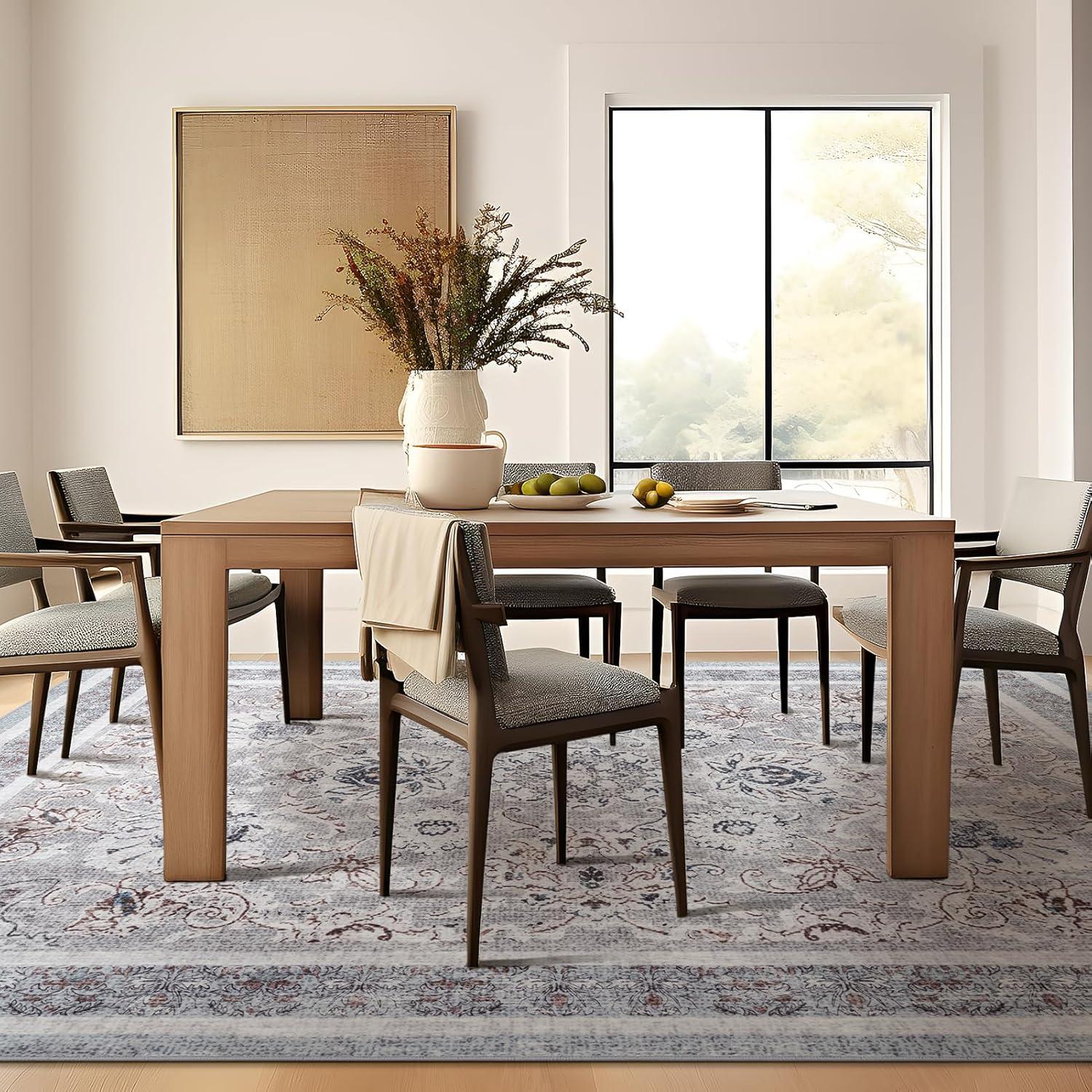 imagePhantoscope Vintage Collection Area Rug 6x9  Washable Rug Boho Rugs NonSlip for Living Room Bedroom Dining Room Dorm Indoor LowPile Carpet Distressed Accent Rug BlueWhiteLight GreyNeutral