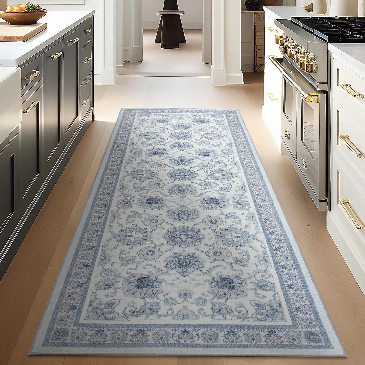 imagePhantoscope Vintage Collection Area Rug 6x9  Washable Rug Boho Rugs NonSlip for Living Room Bedroom Dining Room Dorm Indoor LowPile Carpet Distressed Accent Rug BlueWhiteBlueWhite