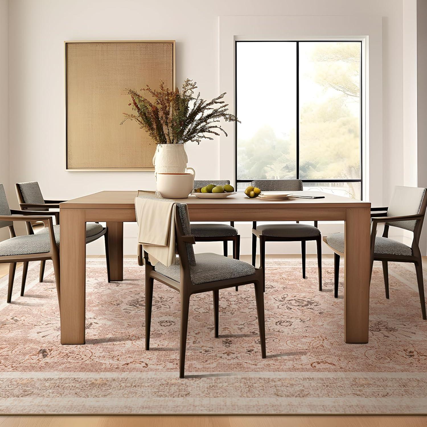 imagePhantoscope Vintage Collection Area Rug 6x9  Washable Rug Boho Rugs NonSlip for Living Room Bedroom Dining Room Dorm Indoor LowPile Carpet Distressed Accent Rug BlueWhiteSoft Pink  Beige