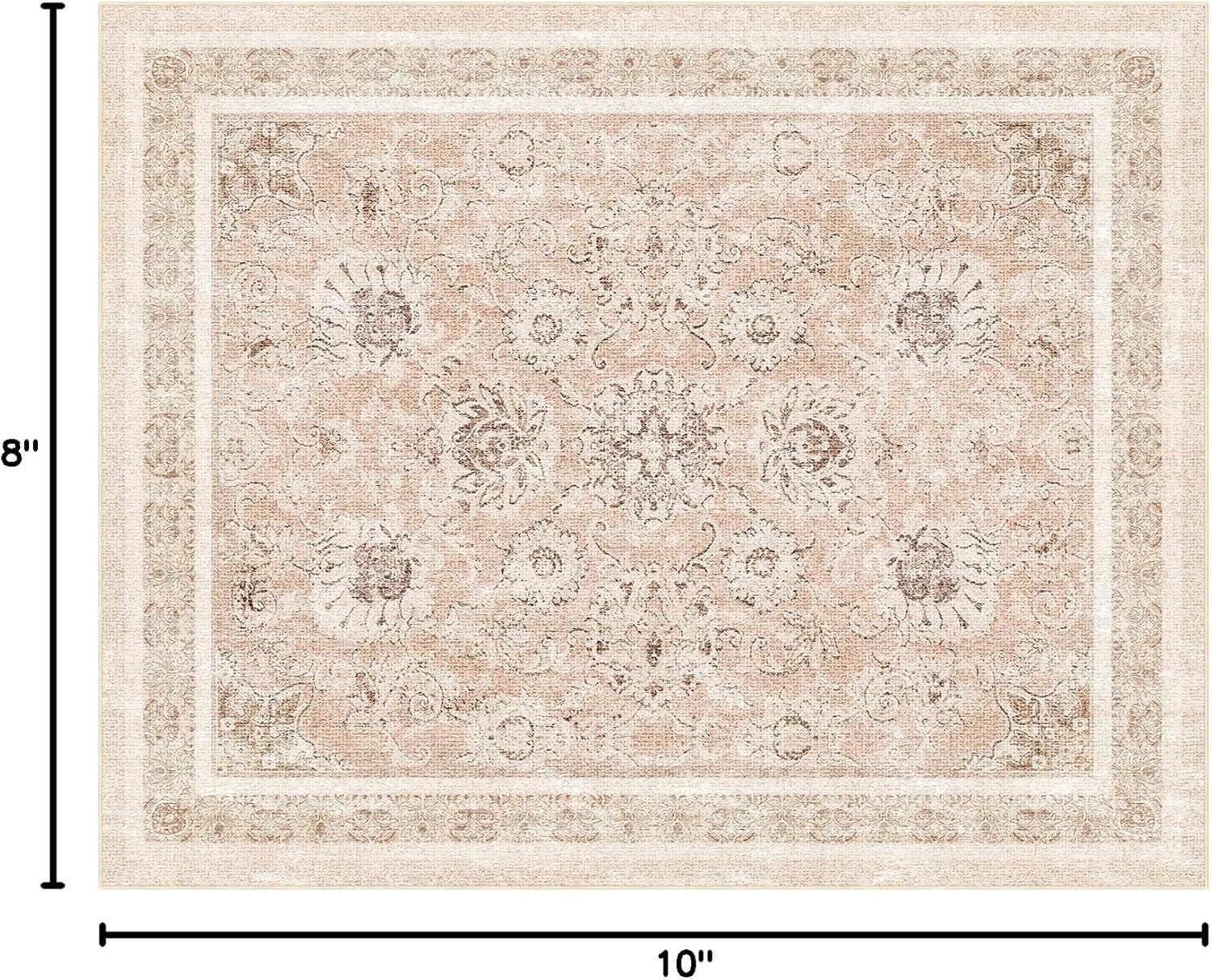 imagePhantoscope Vintage Collection Area Rug 6x9  Washable Rug Boho Rugs NonSlip for Living Room Bedroom Dining Room Dorm Indoor LowPile Carpet Distressed Accent Rug BlueWhiteSoft Pink  Beige