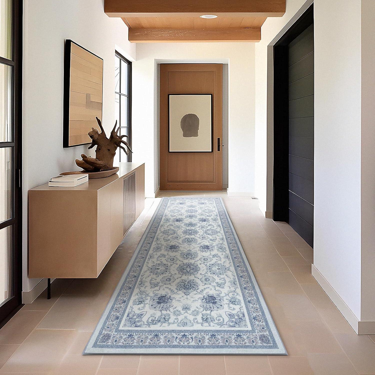 imagePhantoscope Vintage Collection Area Rug 6x9  Washable Rug Boho Rugs NonSlip for Living Room Bedroom Dining Room Dorm Indoor LowPile Carpet Distressed Accent Rug BlueWhiteBlueWhite