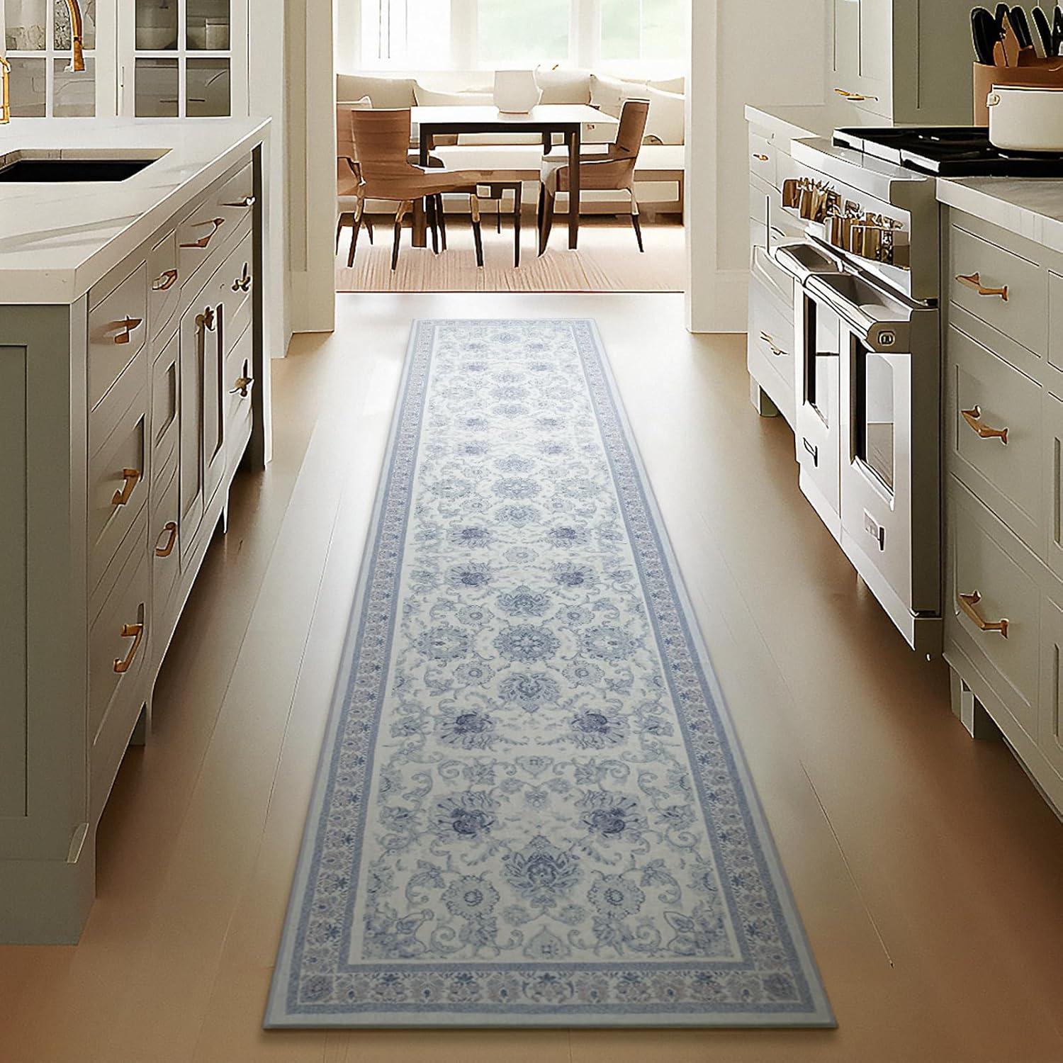 imagePhantoscope Vintage Collection Area Rug 6x9  Washable Rug Boho Rugs NonSlip for Living Room Bedroom Dining Room Dorm Indoor LowPile Carpet Distressed Accent Rug BlueWhiteBlueWhite