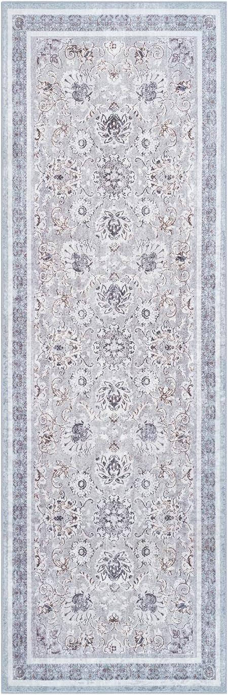 imagePhantoscope Vintage Collection Area Rug 6x9  Washable Rug Boho Rugs NonSlip for Living Room Bedroom Dining Room Dorm Indoor LowPile Carpet Distressed Accent Rug BlueWhiteLight GreyNeutral
