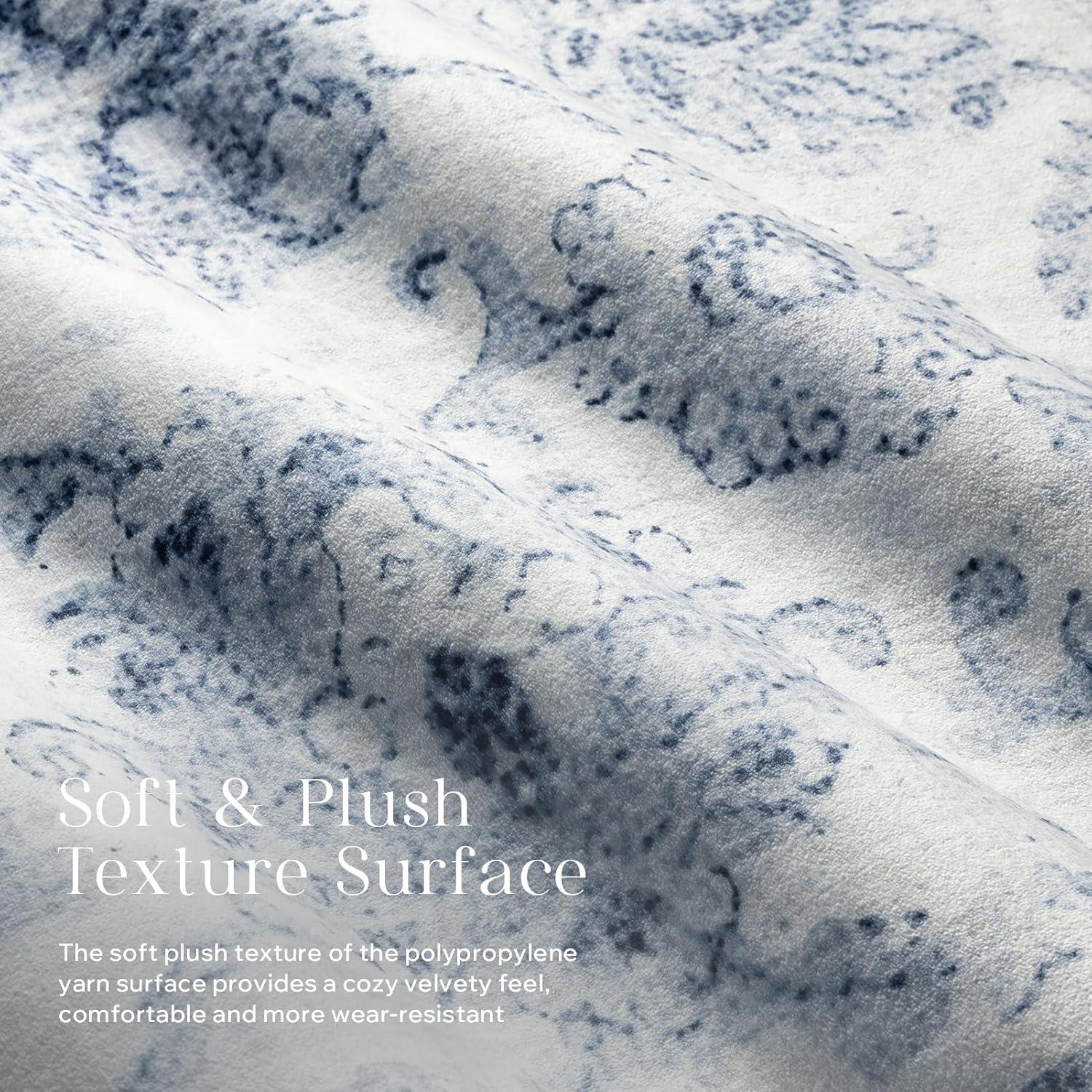 imagePhantoscope Vintage Collection Area Rug 6x9  Washable Rug Boho Rugs NonSlip for Living Room Bedroom Dining Room Dorm Indoor LowPile Carpet Distressed Accent Rug BlueWhiteBlueWhite
