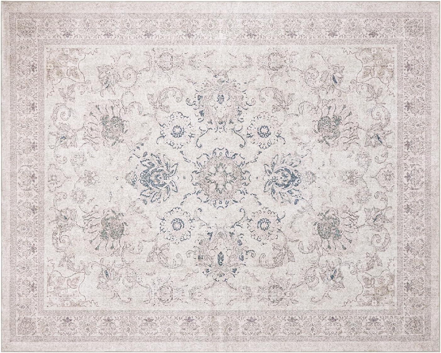imagePhantoscope Vintage Collection Area Rug 6x9  Washable Rug Boho Rugs NonSlip for Living Room Bedroom Dining Room Dorm Indoor LowPile Carpet Distressed Accent Rug BlueWhiteBeigeNeutral