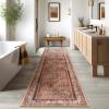 imagePhantoscope Hallway Runner Rug 2x6  Boho Washable NonSlip Kitchen Rug Runner UltraThin Vintage Distressed Accent Throw Rug for Entryway Laundry Bathroom Bedroom BlueGreyBrick RedBlack