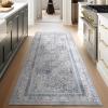 imagePhantoscope Hallway Runner Rug 2x6  Boho Washable NonSlip Kitchen Rug Runner UltraThin Vintage Distressed Accent Throw Rug for Entryway Laundry Bathroom Bedroom BlueGreyBlueGrey