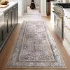 imagePhantoscope Hallway Runner Rug 2x6  Boho Washable NonSlip Kitchen Rug Runner UltraThin Vintage Distressed Accent Throw Rug for Entryway Laundry Bathroom Bedroom BlueGreyLight Brown
