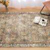 imagePhantoscope Hallway Runner Rug 2x6  Boho Washable NonSlip Kitchen Rug Runner UltraThin Vintage Distressed Accent Throw Rug for Entryway Laundry Bathroom Bedroom BlueGreyDark BrownOrange Spice