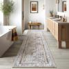 imagePhantoscope Hallway Runner Rug 2x6  Boho Washable NonSlip Kitchen Rug Runner UltraThin Vintage Distressed Accent Throw Rug for Entryway Laundry Bathroom Bedroom BlueGreyLight Brown