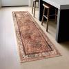 imagePhantoscope Hallway Runner Rug 2x6  Boho Washable NonSlip Kitchen Rug Runner UltraThin Vintage Distressed Accent Throw Rug for Entryway Laundry Bathroom Bedroom BlueGreyBrick RedBlack