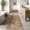 imagePhantoscope Hallway Runner Rug 2x6  Boho Washable NonSlip Kitchen Rug Runner UltraThin Vintage Distressed Accent Throw Rug for Entryway Laundry Bathroom Bedroom BlueGreyDark BrownOrange Spice