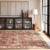 imagePhantoscope Hallway Runner Rug 2x6  Boho Washable NonSlip Kitchen Rug Runner UltraThin Vintage Distressed Accent Throw Rug for Entryway Laundry Bathroom Bedroom BlueGreyBrick RedBlack