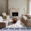 imagePhantoscope Vintage Collection Area Rug 6x9Washable Rug Boho RetroPatterned Rugs NonSlip for Living Room BedroomDining RoomDormIndoor LowPile Carpet Distressed Accent RugBlueOrangeCreamBlueOrangeCream