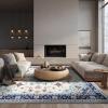 imagePhantoscope Vintage Collection Area Rug 6x9Washable Rug Boho RetroPatterned Rugs NonSlip for Living Room BedroomDining RoomDormIndoor LowPile Carpet Distressed Accent RugBlueOrangeCreamBlueOrangeCream