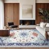 imagePhantoscope Vintage Collection Area Rug 6x9Washable Rug Boho RetroPatterned Rugs NonSlip for Living Room BedroomDining RoomDormIndoor LowPile Carpet Distressed Accent RugBlueOrangeCreamBlueOrangeCream
