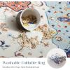 imagePhantoscope Vintage Collection Area Rug 6x9Washable Rug Boho RetroPatterned Rugs NonSlip for Living Room BedroomDining RoomDormIndoor LowPile Carpet Distressed Accent RugBlueOrangeCreamBlueOrangeCream