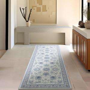 imagePhantoscope Vintage Collection Area Rug 6x9  Washable Rug Boho Rugs NonSlip for Living Room Bedroom Dining Room Dorm Indoor LowPile Carpet Distressed Accent Rug BlueWhiteBlueWhite