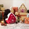 imagePhantoscope Gingerbread Series House Merry Christmas Throw Pillow Plush Faux Rabbit Fur Roof Embroidered Teddy Sherpa Gingerbread House With Color Light Xmas Decorative Shaped Pillow Beige 12x13 inBeige