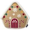imagePhantoscope Gingerbread Series House Merry Christmas Throw Pillow Plush Faux Rabbit Fur Roof Embroidered Teddy Sherpa Gingerbread House With Color Light Xmas Decorative Shaped Pillow Beige 12x13 inBeige