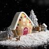 imagePhantoscope Gingerbread Series House Merry Christmas Throw Pillow Plush Faux Rabbit Fur Roof Embroidered Teddy Sherpa Gingerbread House With Color Light Xmas Decorative Shaped Pillow Beige 12x13 inBeige