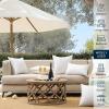 imagePhantoscope Outdoor Pillow Inserts Waterproof  Pack of 2 18x18 Inch Soft WaterResistant Striped Throw Pillow Inserts with Piping Decorative Square Cushion Form Stuffer for Patio Furniture GardenWhite