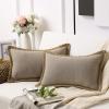 imagePhantoscope Pack of 2 Farmhouse Decorative Throw Decorative Pillow Cover Burlap Linen Trimmed Tailored Edges Sage Green 18 x 18 inches 45 x 45 cmBeige