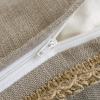 imagePhantoscope Pack of 2 Farmhouse Decorative Throw Decorative Pillow Cover Burlap Linen Trimmed Tailored Edges Sage Green 18 x 18 inches 45 x 45 cmBeige