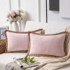 imagePhantoscope Pack of 2 Farmhouse Decorative Throw Decorative Pillow Cover Burlap Linen Trimmed Tailored Edges Sage Green 18 x 18 inches 45 x 45 cmBlush Pink