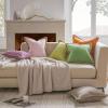 imagePhantoscope Pack of 2 Farmhouse Decorative Throw Decorative Pillow Cover Burlap Linen Trimmed Tailored Edges Sage Green 18 x 18 inches 45 x 45 cmBlush Pink