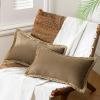 imagePhantoscope Pack of 2 Farmhouse Decorative Throw Decorative Pillow Cover Burlap Linen Trimmed Tailored Edges Sage Green 18 x 18 inches 45 x 45 cmCoffee