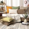imagePhantoscope Pack of 2 Farmhouse Decorative Throw Decorative Pillow Cover Burlap Linen Trimmed Tailored Edges Sage Green 18 x 18 inches 45 x 45 cmCoffee