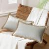 imagePhantoscope Pack of 2 Farmhouse Decorative Throw Decorative Pillow Cover Burlap Linen Trimmed Tailored Edges Sage Green 18 x 18 inches 45 x 45 cmFlax Gray