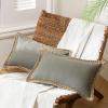 imagePhantoscope Pack of 2 Farmhouse Decorative Throw Decorative Pillow Cover Burlap Linen Trimmed Tailored Edges Sage Green 18 x 18 inches 45 x 45 cmGray
