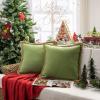 imagePhantoscope Pack of 2 Farmhouse Decorative Throw Decorative Pillow Cover Burlap Linen Trimmed Tailored Edges Sage Green 18 x 18 inches 45 x 45 cmGreen