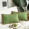 imagePhantoscope Pack of 2 Farmhouse Decorative Throw Decorative Pillow Cover Burlap Linen Trimmed Tailored Edges Sage Green 18 x 18 inches 45 x 45 cmGreen