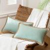 imagePhantoscope Pack of 2 Farmhouse Decorative Throw Decorative Pillow Cover Burlap Linen Trimmed Tailored Edges Sage Green 18 x 18 inches 45 x 45 cmLight Turquoise