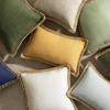 imagePhantoscope Pack of 2 Farmhouse Decorative Throw Decorative Pillow Cover Burlap Linen Trimmed Tailored Edges Sage Green 18 x 18 inches 45 x 45 cmMustard Yellow